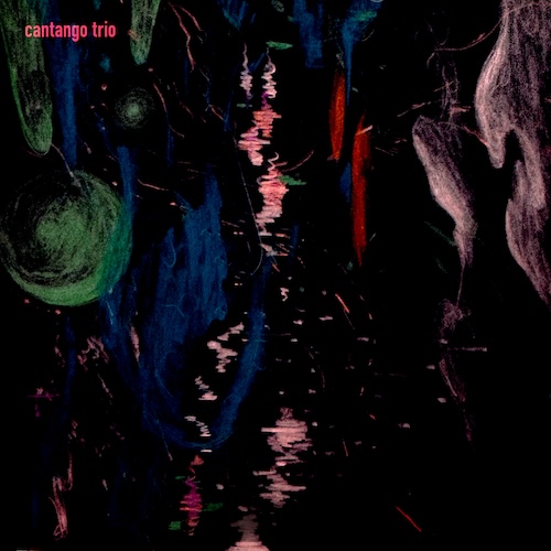 vivid red flora against a deep blue night sky with a glowing moon